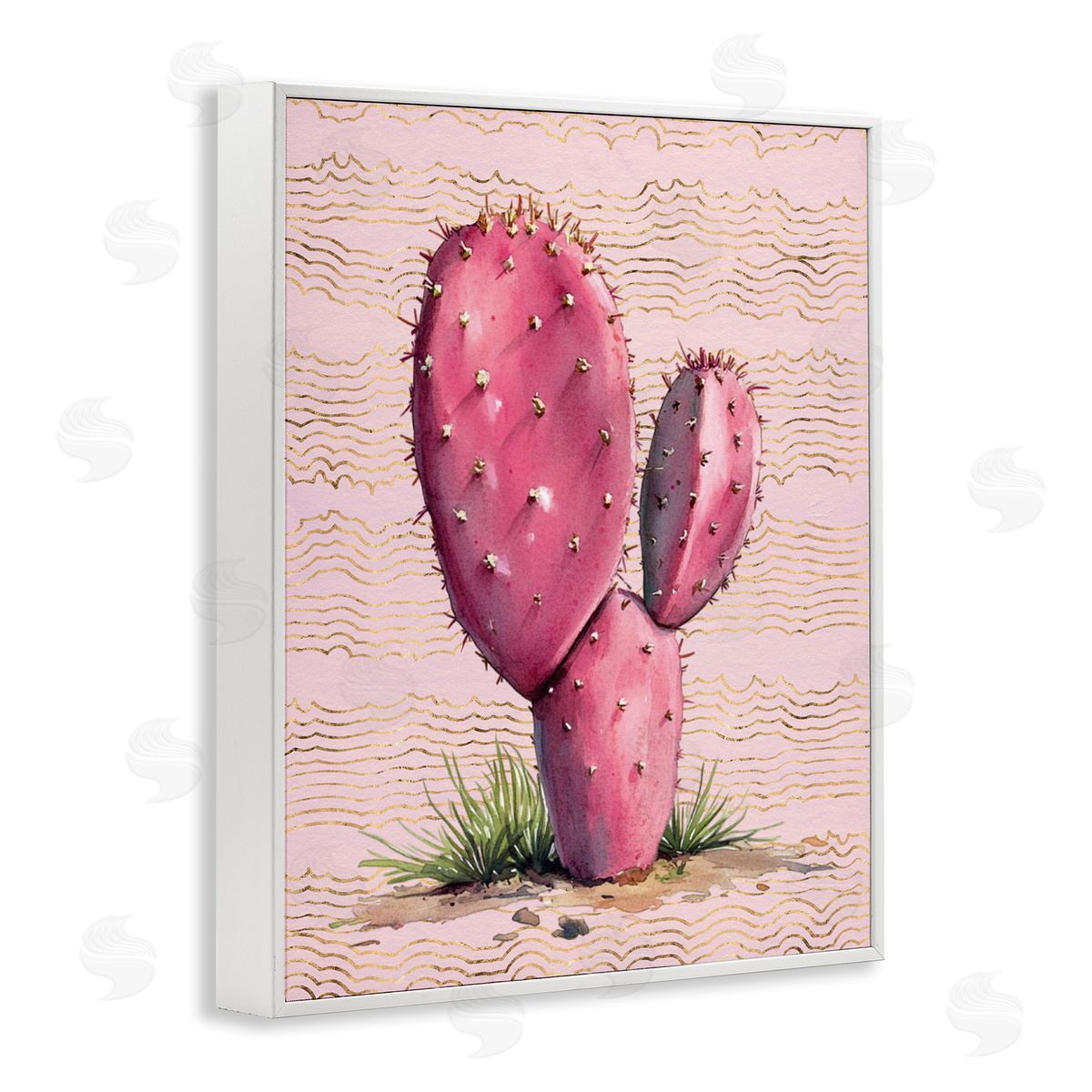 Pink Prickly Pear Cactus White Frame Print Wall Art, Home Decor by Lettered and Lined