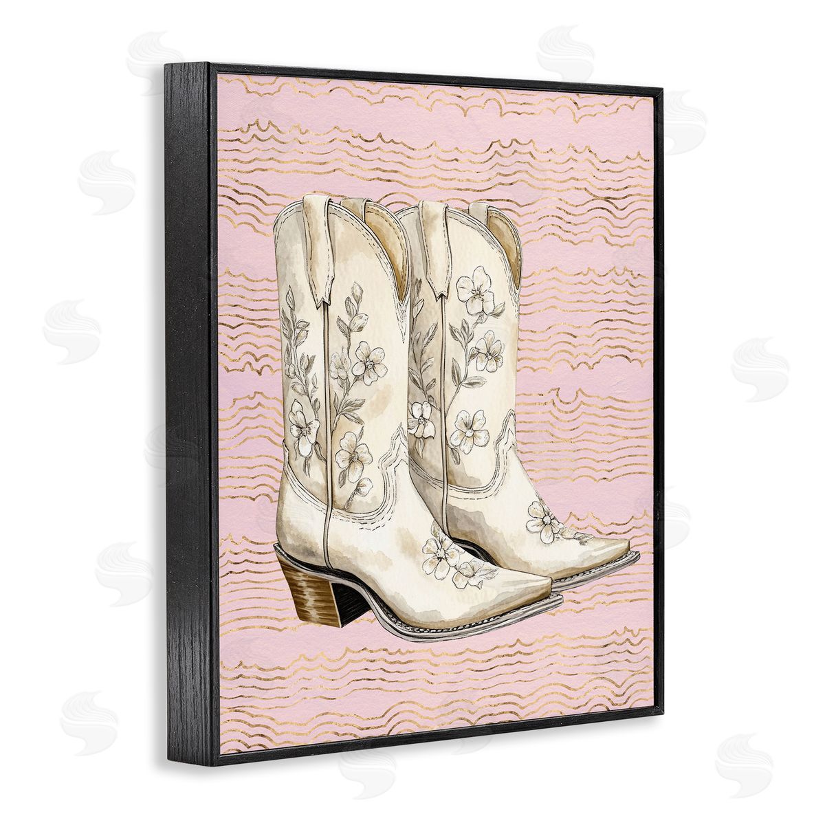 Cowgirl Boots in White Black Frame Print Wall Art, Home Decor by Lettered and Lined