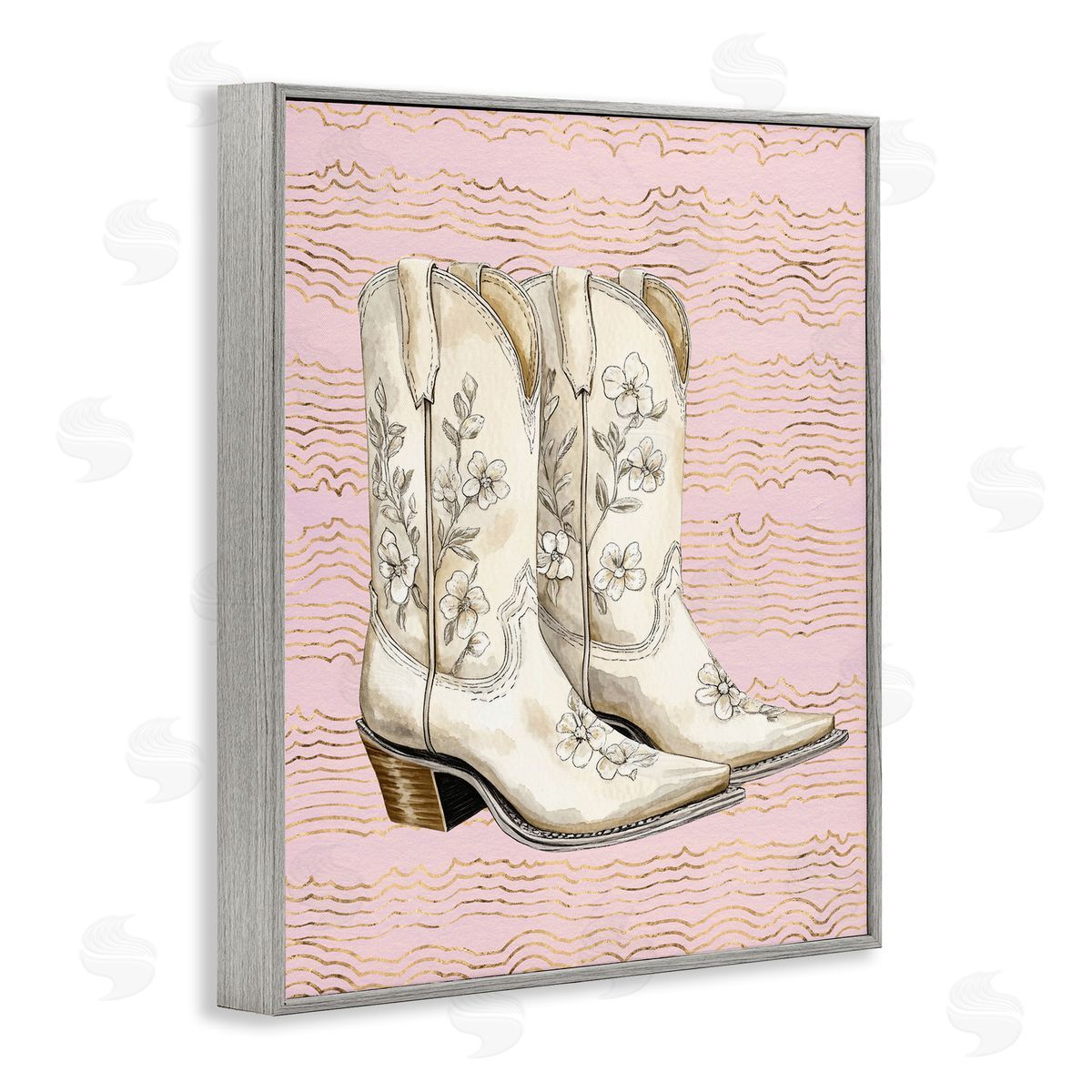 Cowgirl Boots in White Grey Frame Print Wall Art, Home Decor by Lettered and Lined