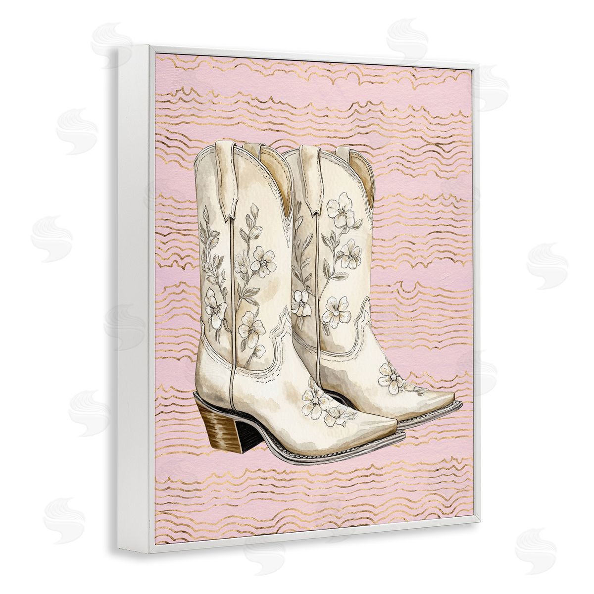 Cowgirl Boots in White White Frame Print Wall Art, Home Decor by Lettered and Lined