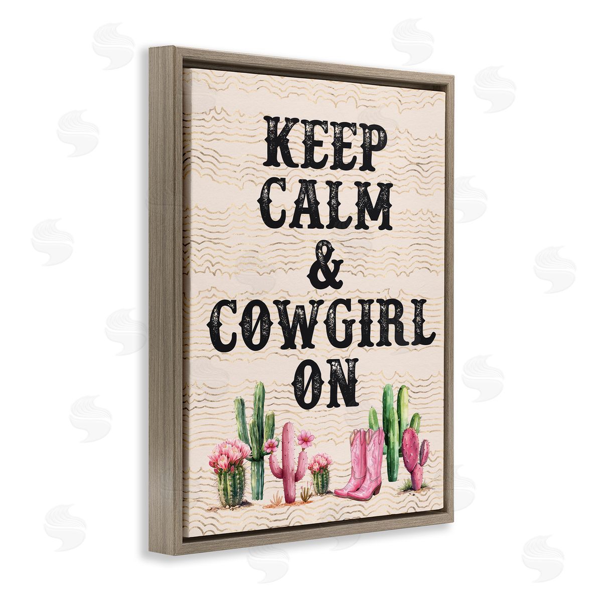 Keep Calm & Cowgirl On Brown Floating Frame Canvas Wall Art, Home Decor by Lettered and Lined
