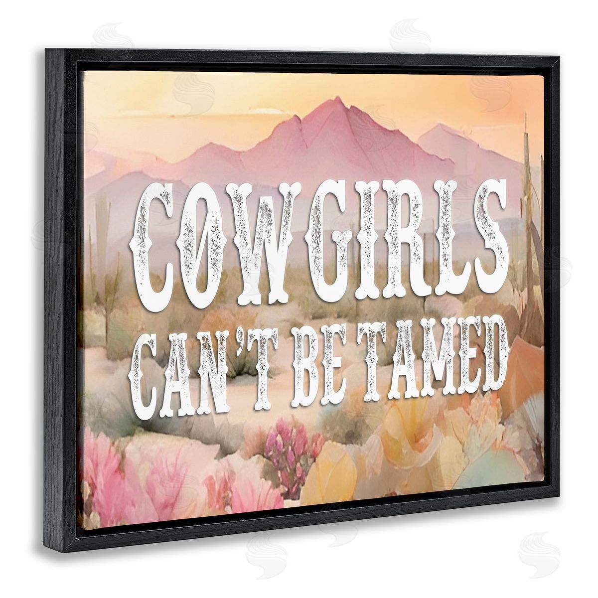 Cowgirls Can't Be Tamed Black Floating Frame Canvas Wall Art, Home Decor by Lettered and Lined