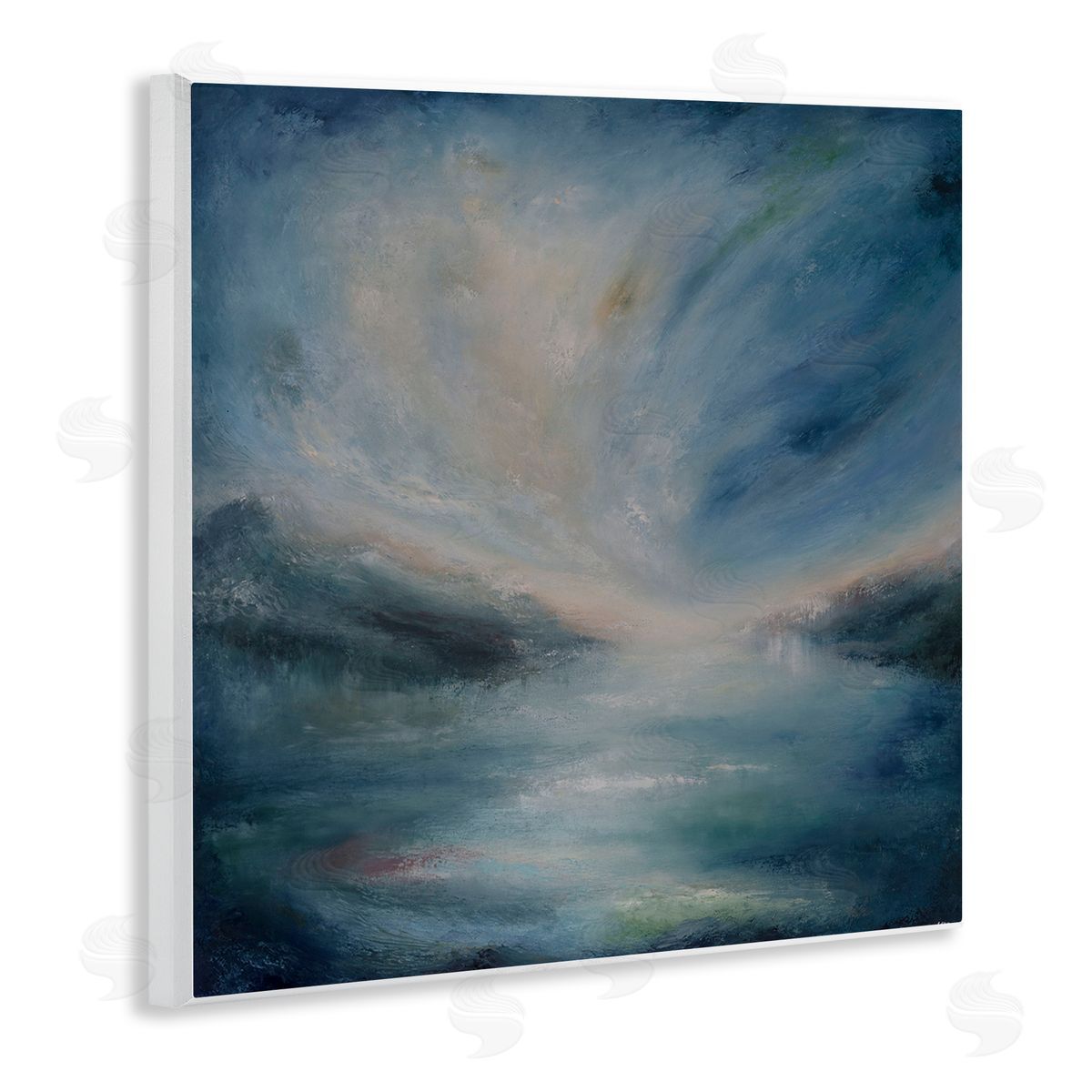 Blue Hour Abstract Landscape Wood Plaque Wall Art, Home Decor by Lydia Orange