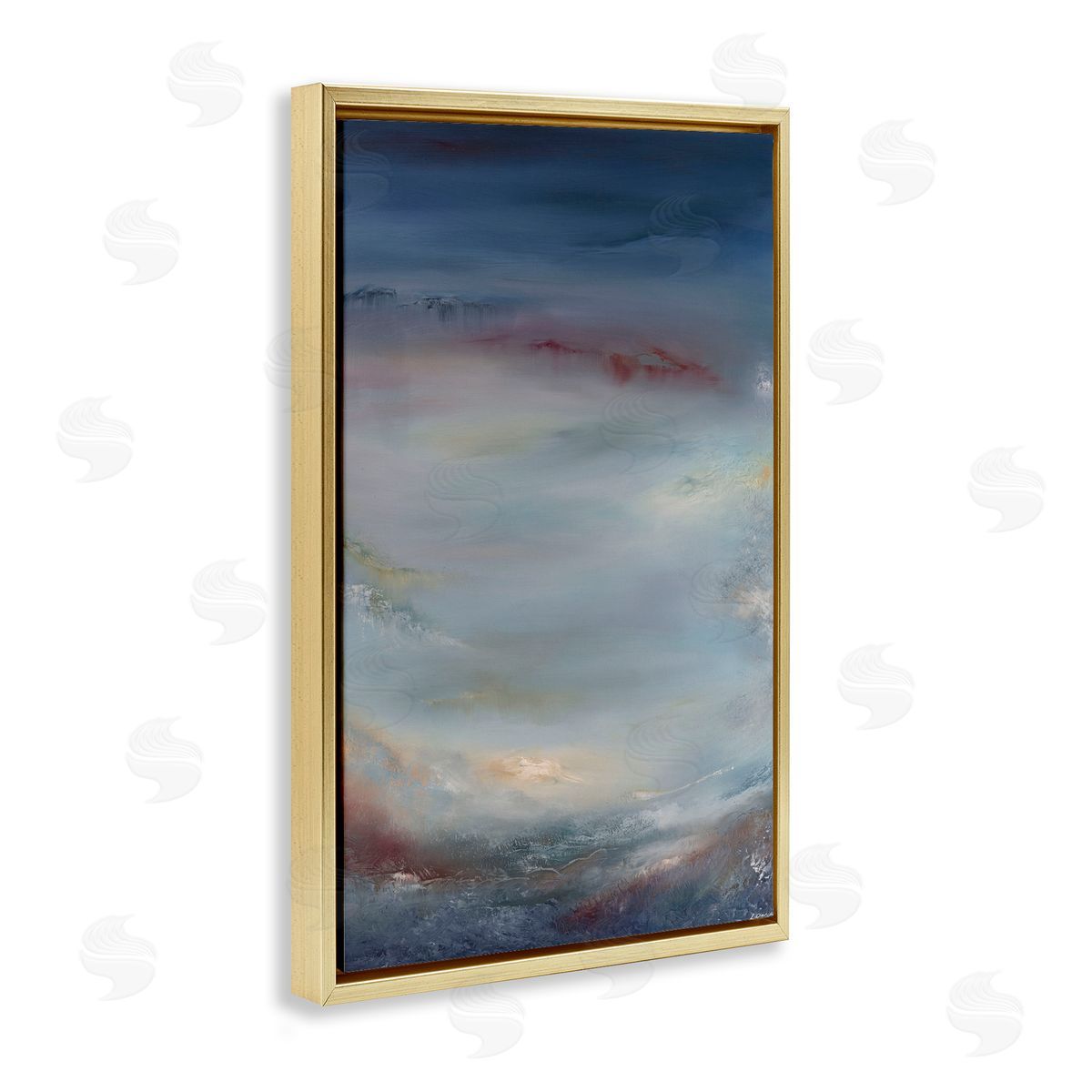 Coral Underwater Impression Gold Floating Frame Canvas Wall Art, Home Decor by Lydia Orange