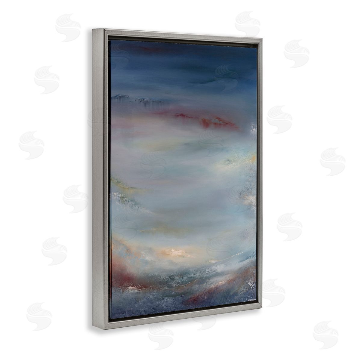 Coral Underwater Impression Grey Floating Frame Canvas Wall Art, Home Decor by Lydia Orange