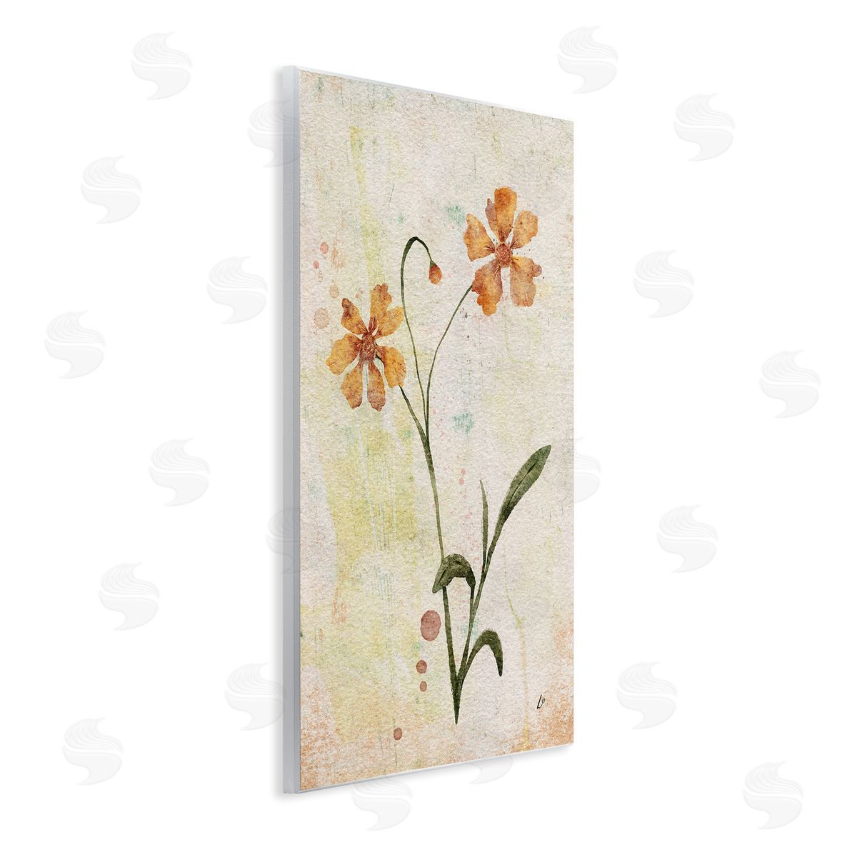 Ceropsis Flower Sprig Wood Plaque Wall Art, Home Decor by Lydia Orange