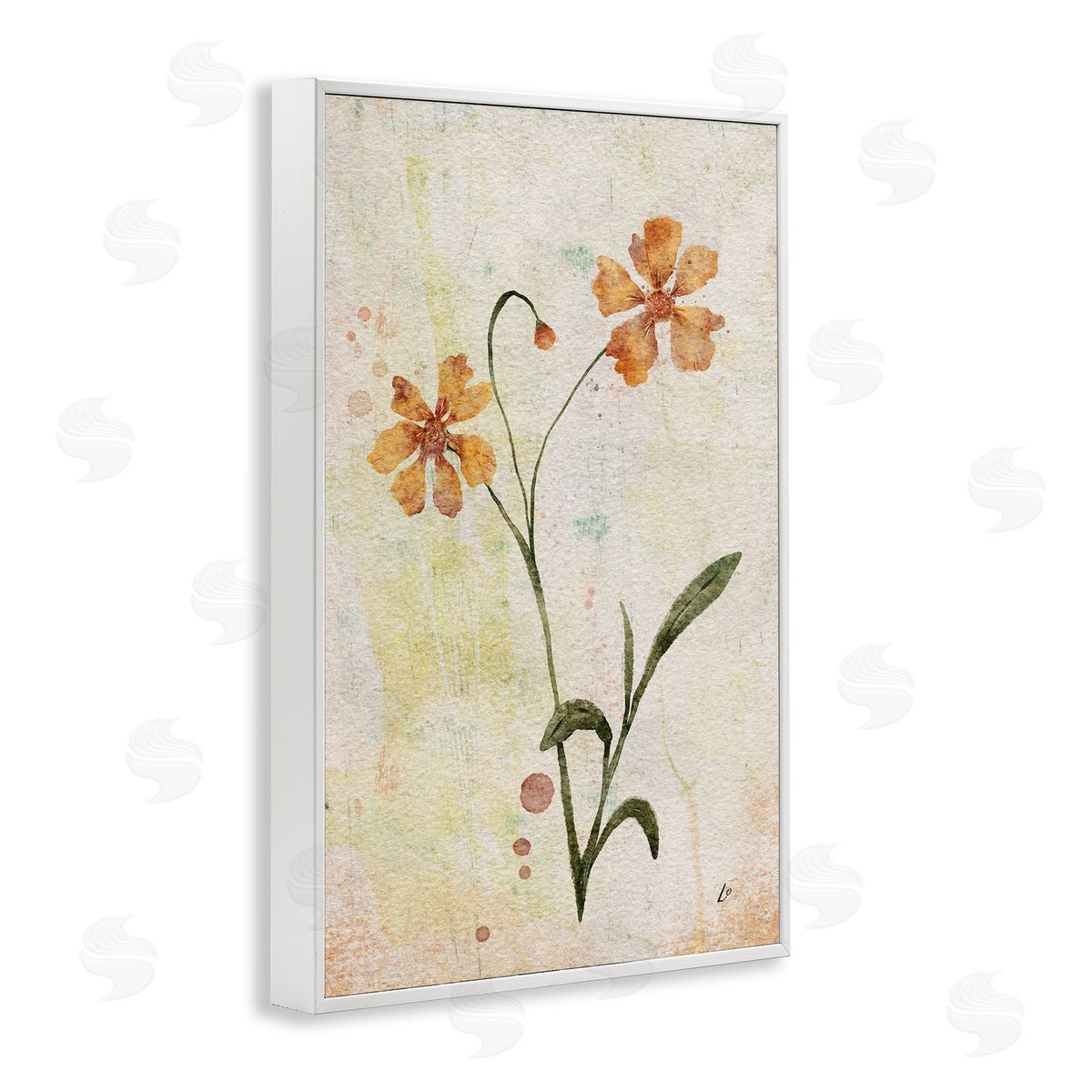 Ceropsis Flower Sprig White Frame Print Wall Art, Home Decor by Lydia Orange