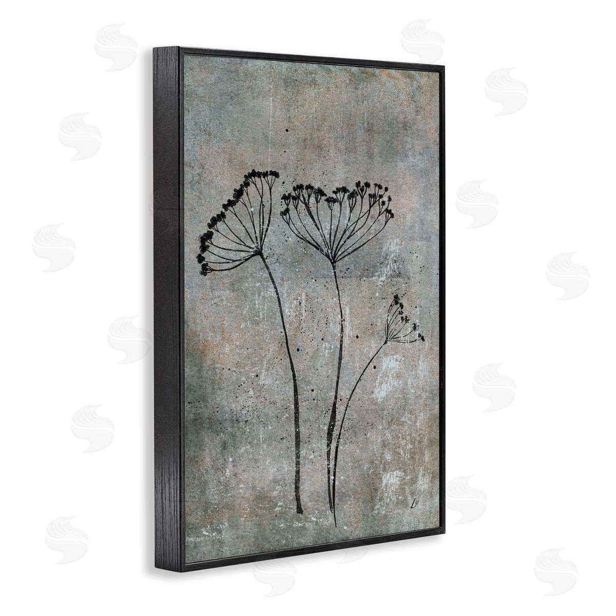 Cow Parsley Sprigs Black Frame Print Wall Art, Home Decor by Lydia Orange