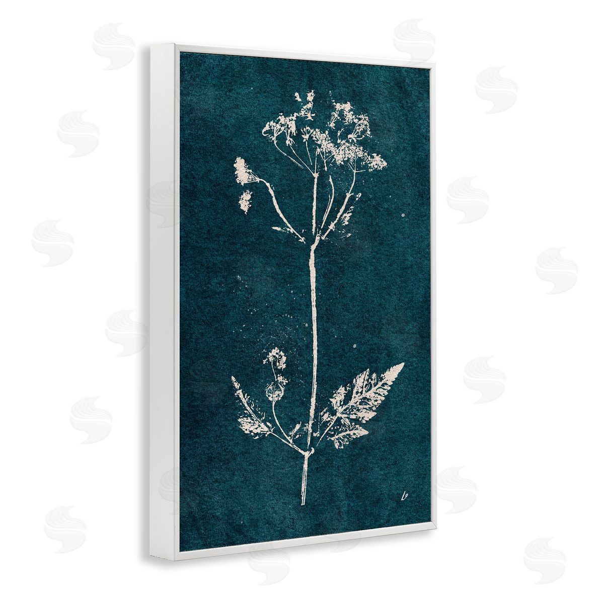 Cow Parsley Stem White Frame Print Wall Art, Home Decor by Lydia Orange