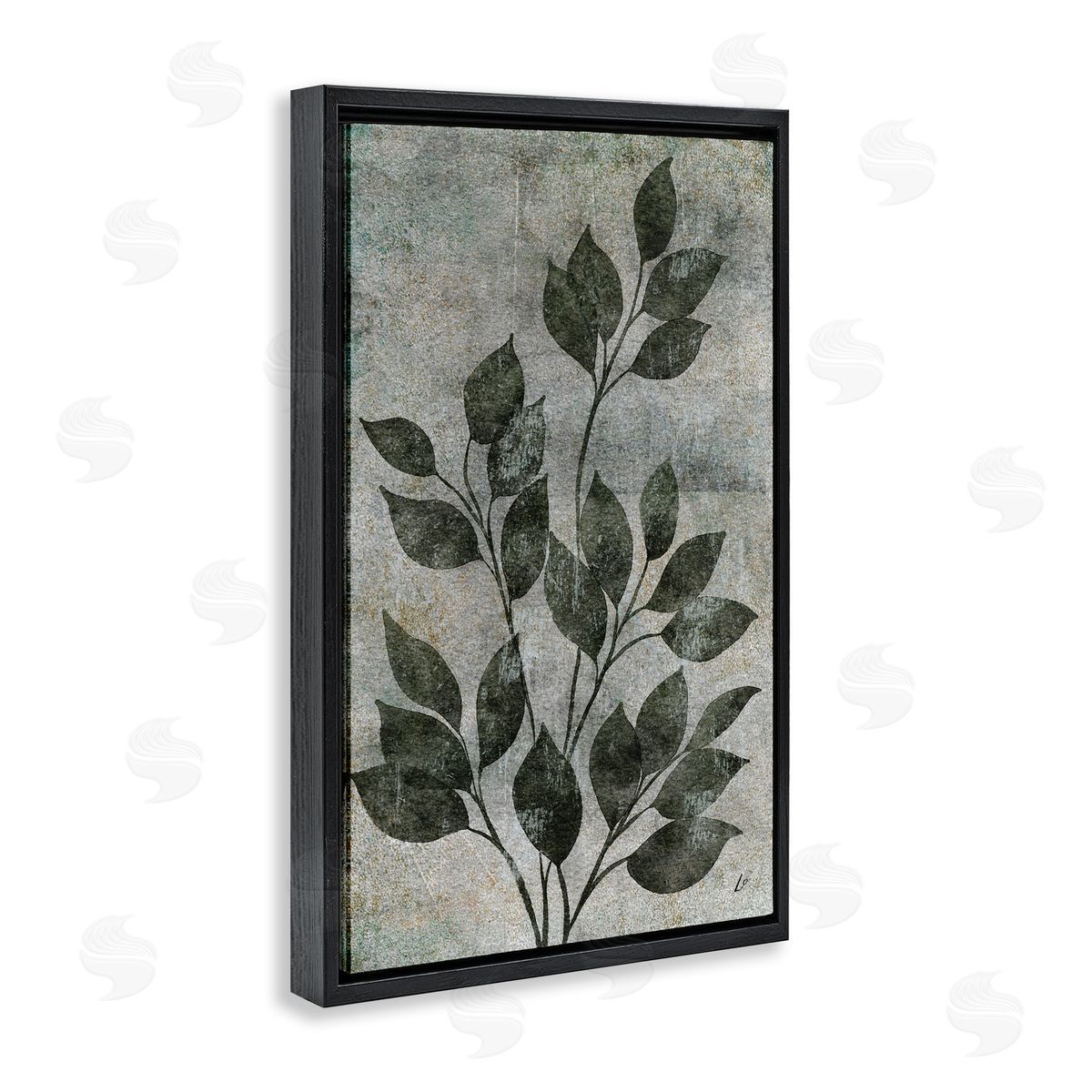 Love & Leaves Rustic Black Floating Frame Canvas Wall Art, Home Decor by Lydia Orange
