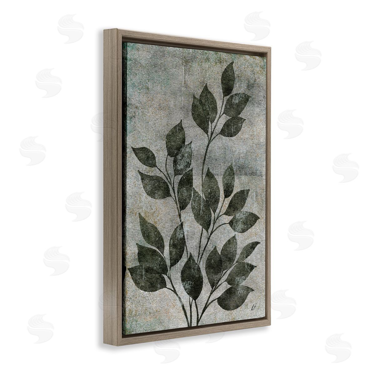 Love & Leaves Rustic Brown Floating Frame Canvas Wall Art, Home Decor by Lydia Orange