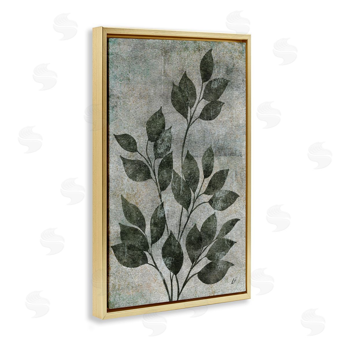 Love & Leaves Rustic Gold Floating Frame Canvas Wall Art, Home Decor by Lydia Orange