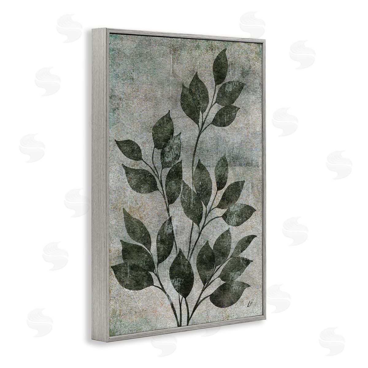 Love & Leaves Rustic Grey Frame Print Wall Art, Home Decor by Lydia Orange