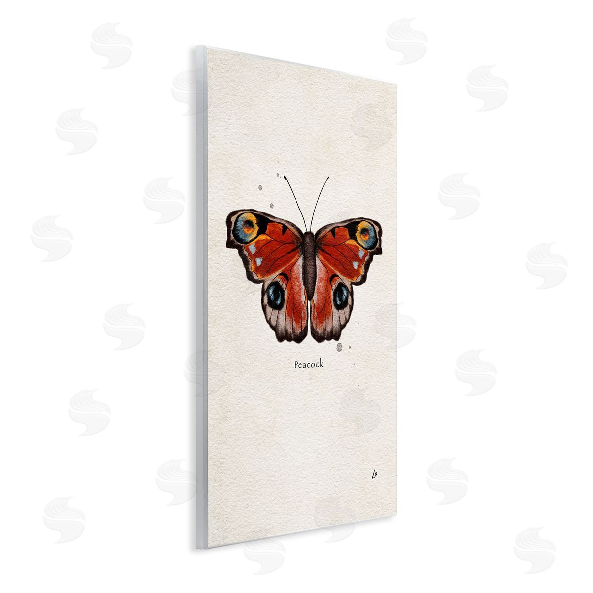 Peacock Butterfly Study Wood Plaque Wall Art, Home Decor by Lydia Orange