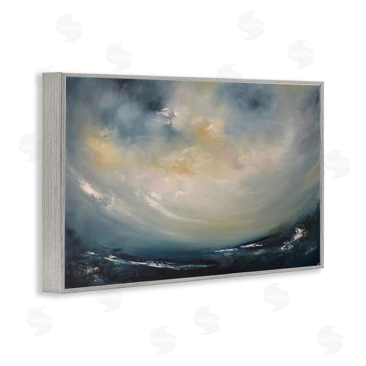 Sun Through Storm Clouds Grey Frame Print Wall Art, Home Decor by Lydia Orange