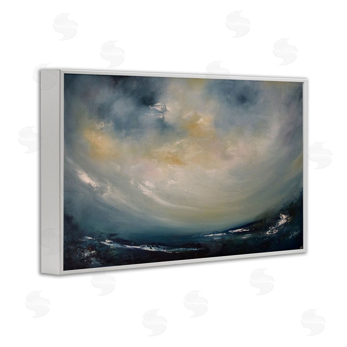 Sun Through Storm Clouds White Frame Print Wall Art, Home Decor by Lydia Orange
