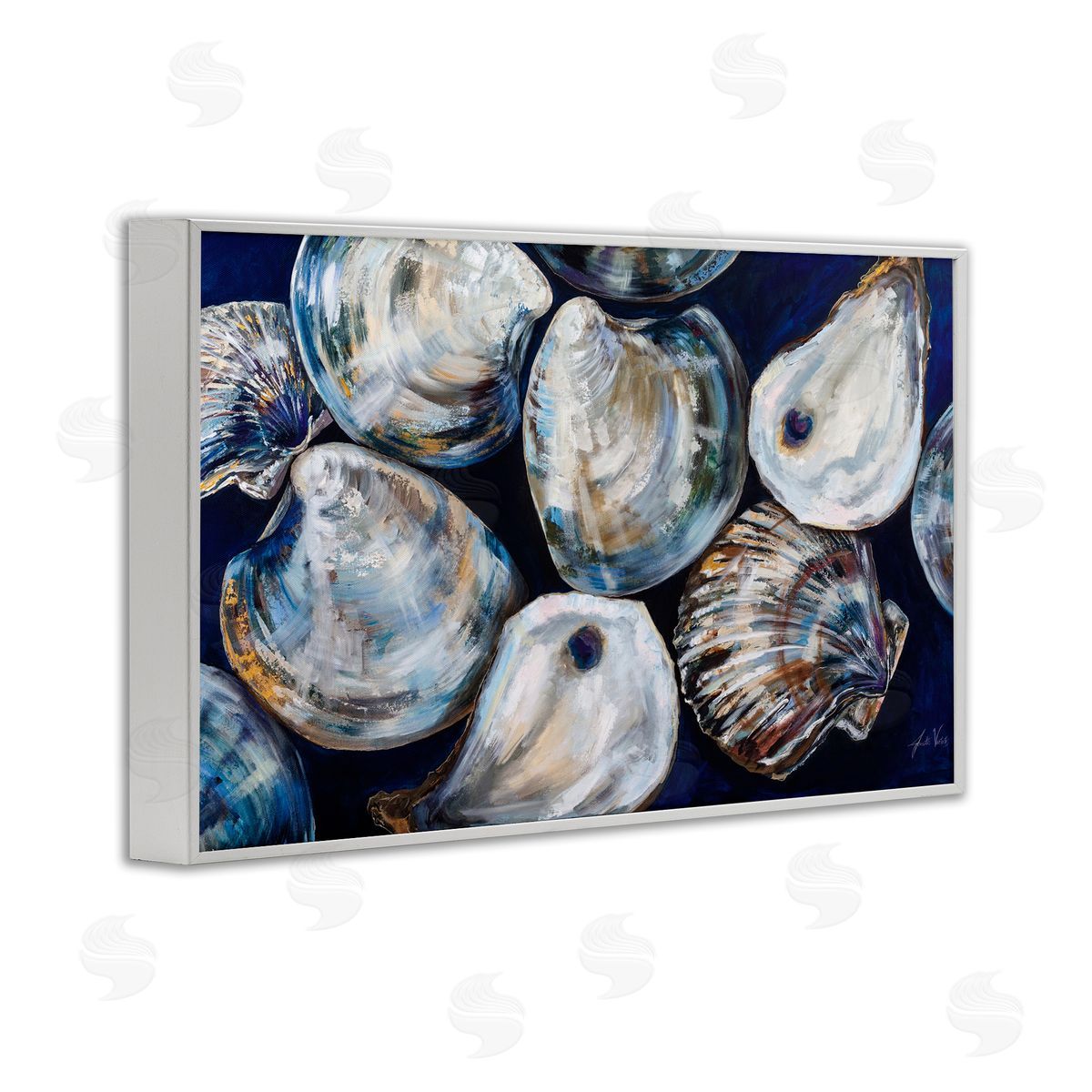 Seashell Shore Finds White Frame Print Wall Art, Home Decor by Jeanette Vertentes