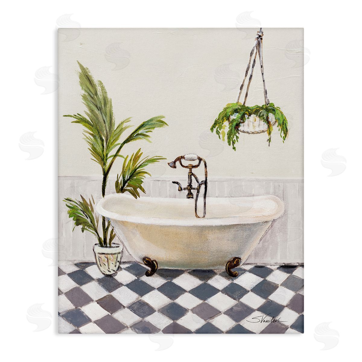 Crisp Cottage Bathroom Canvas Wall Art, Home Decor by Silvia Vassileva
