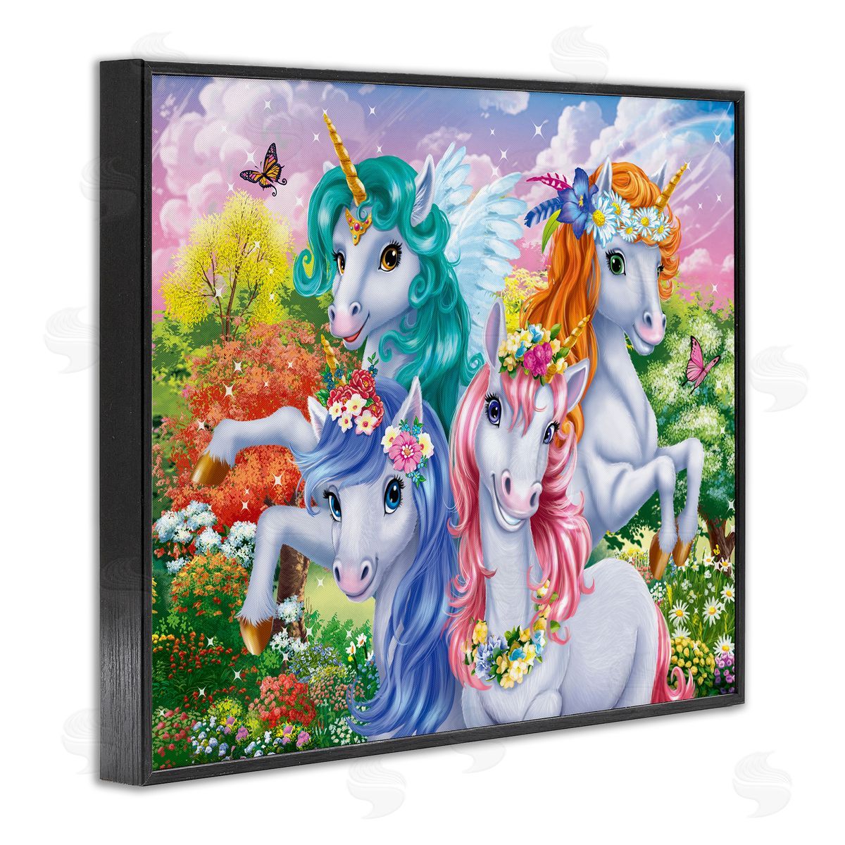 Cute Unicorn Selfie Black Frame Print Wall Art, Home Decor by Image World