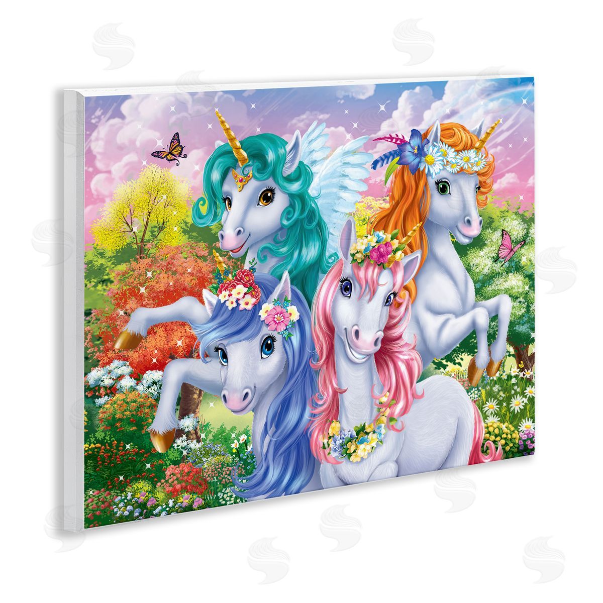 Cute Unicorn Selfie Wood Plaque Wall Art, Home Decor by Image World