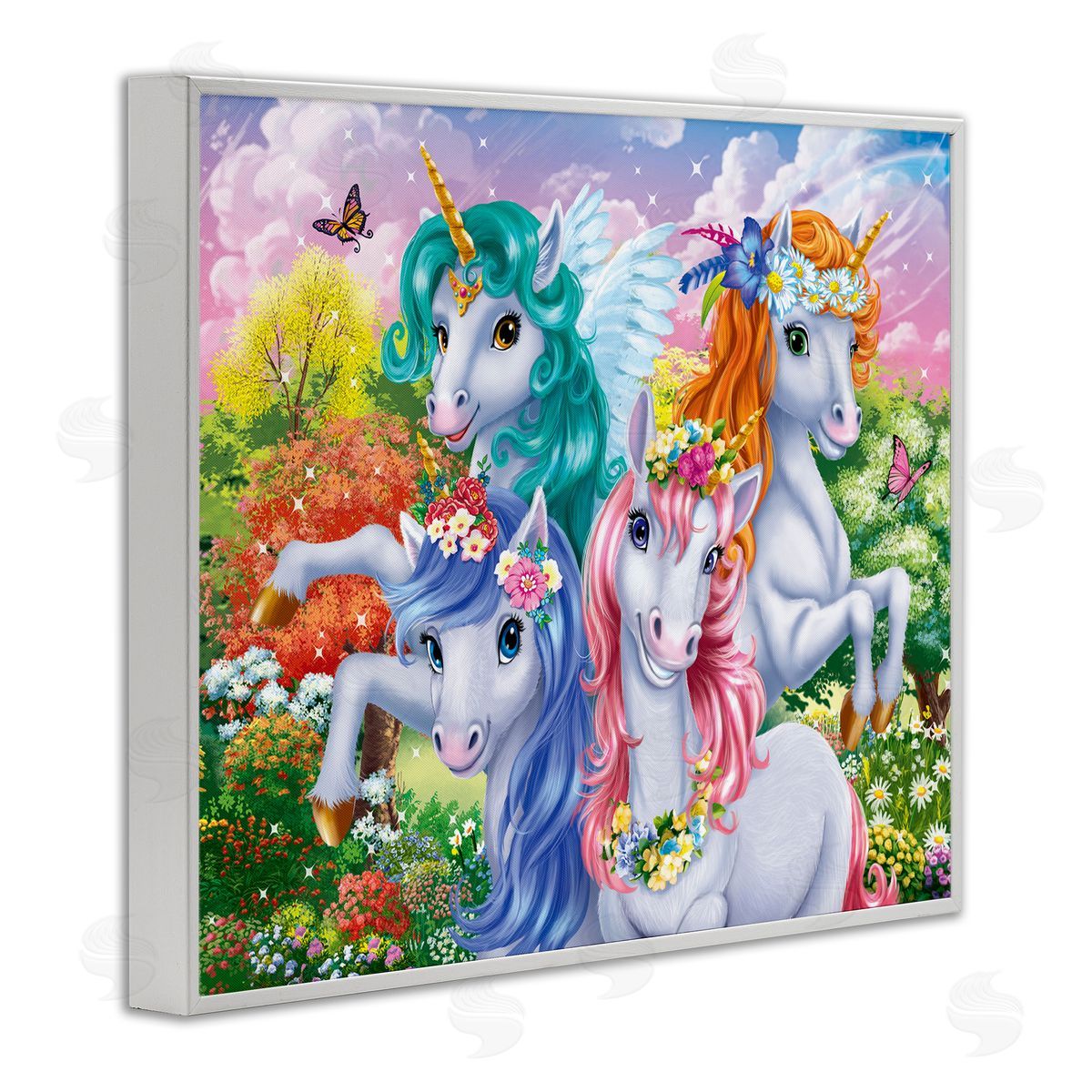 Cute Unicorn Selfie White Frame Print Wall Art, Home Decor by Image World