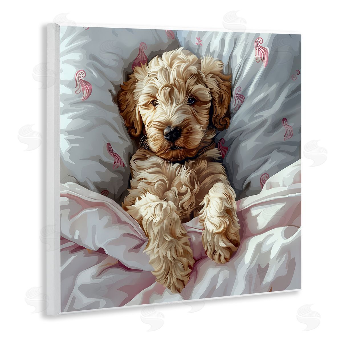 Nap Time Cuddling Labradoodle Wood Plaque Wall Art, Home Decor by Jim Baldwin