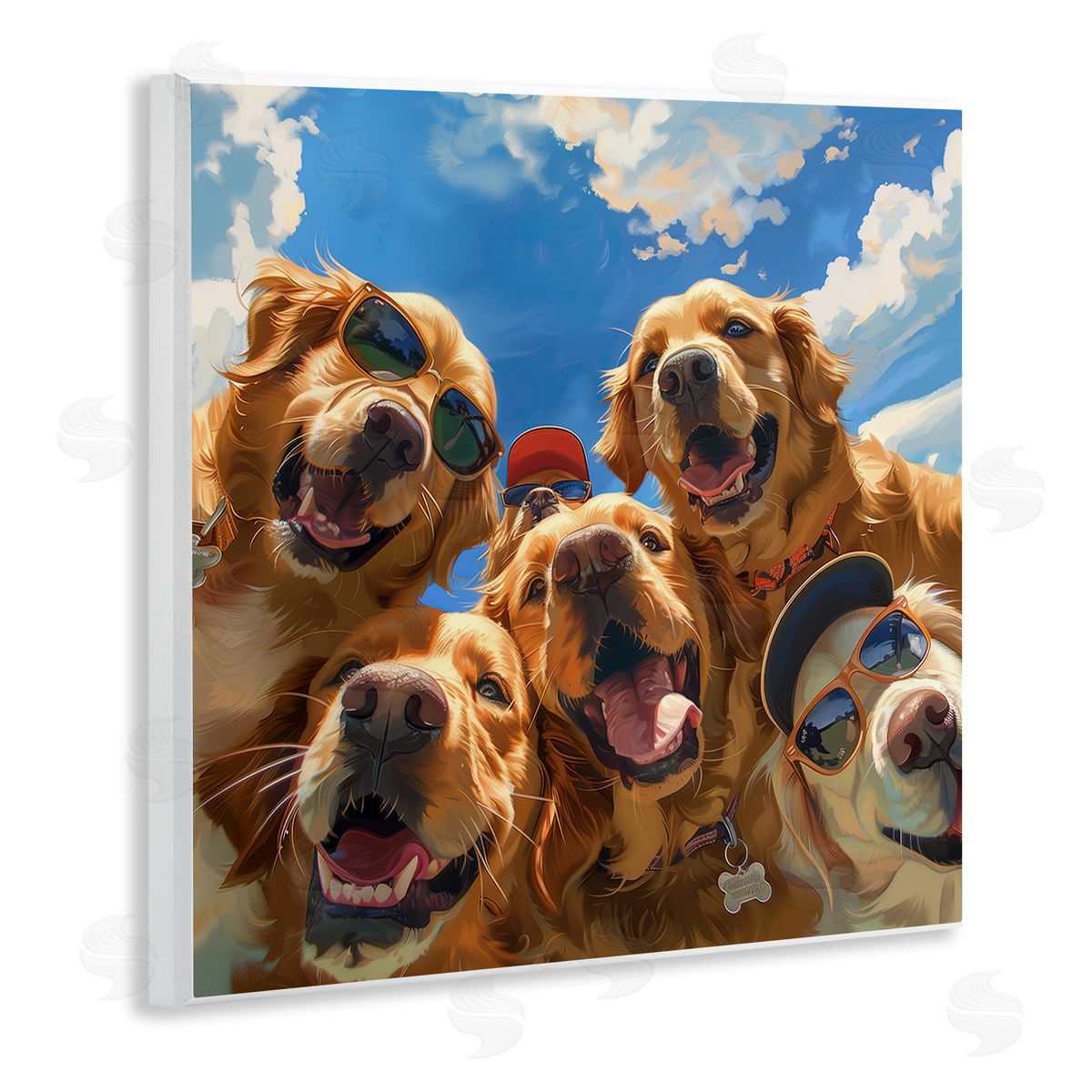 Golden Retriever Group Selfie Wood Plaque Wall Art, Home Decor by Jim Baldwin