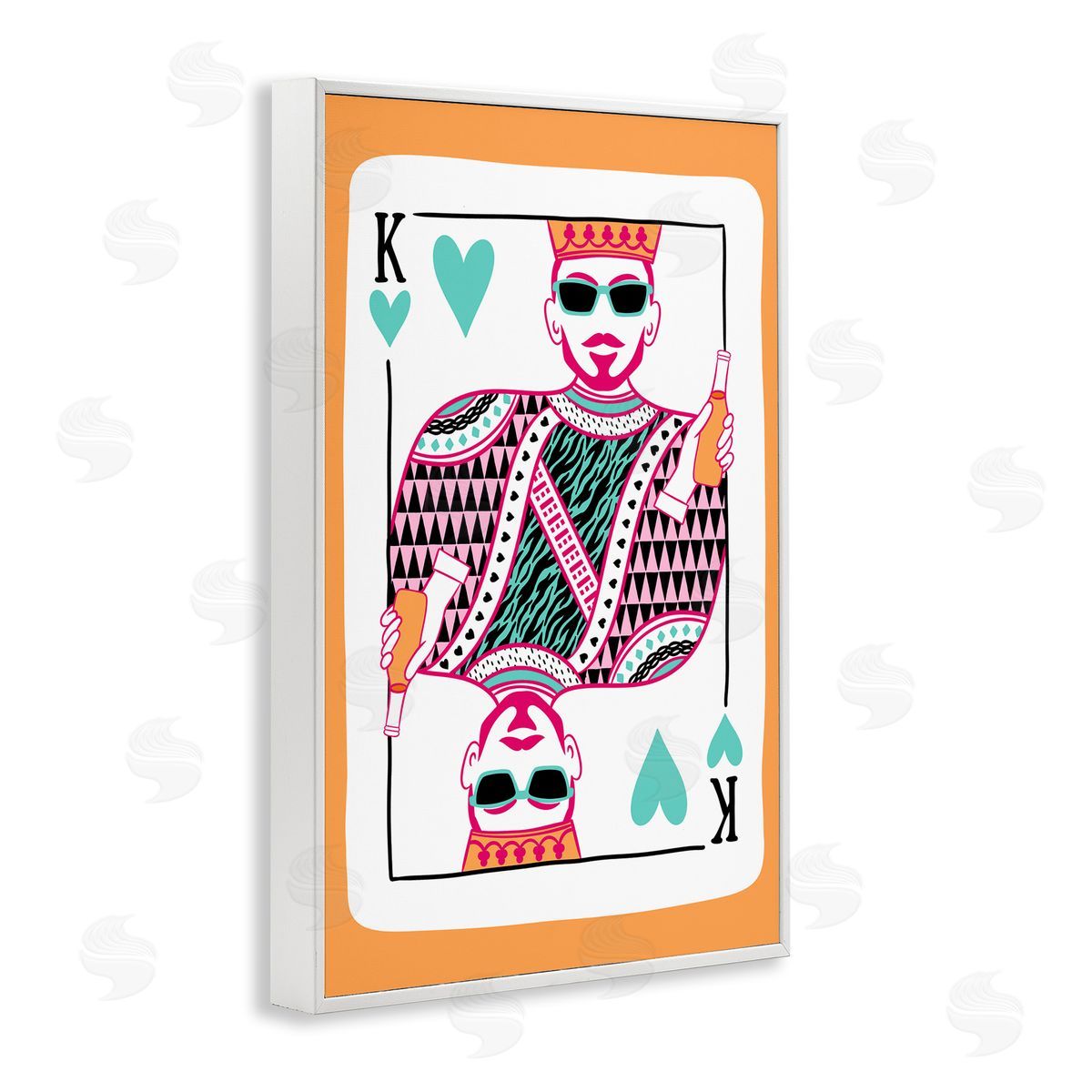 King of Hearts & Drink White Frame Print Wall Art, Home Decor by JJ Design House LLC