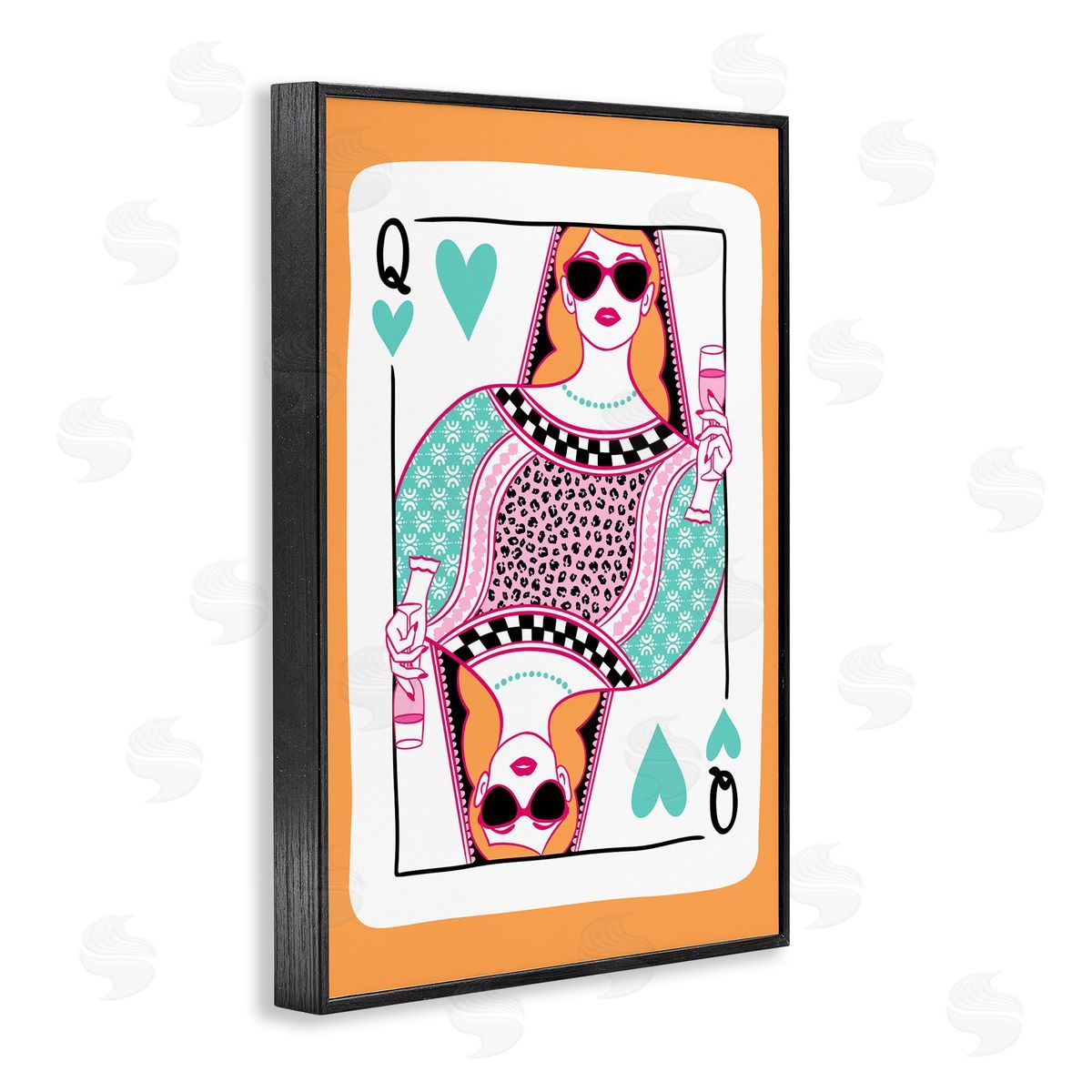 Queen of Hearts & Drink Black Frame Print Wall Art, Home Decor by JJ Design House LLC