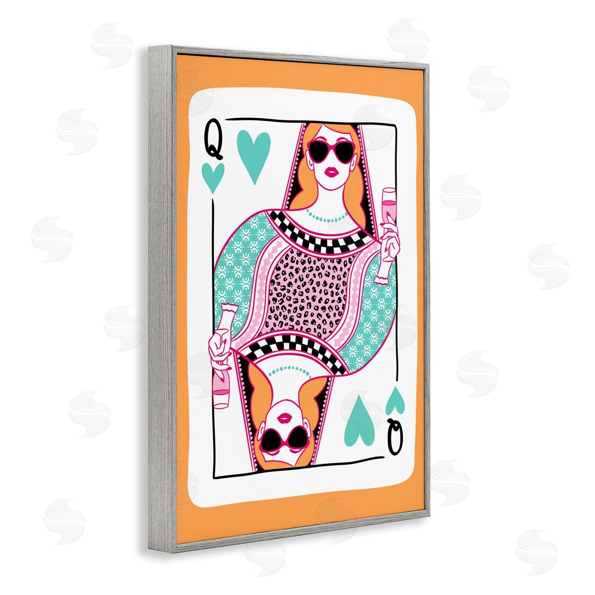 Queen of Hearts & Drink Grey Frame Print Wall Art, Home Decor by JJ Design House LLC