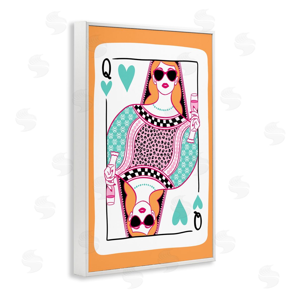 Queen of Hearts & Drink White Frame Print Wall Art, Home Decor by JJ Design House LLC