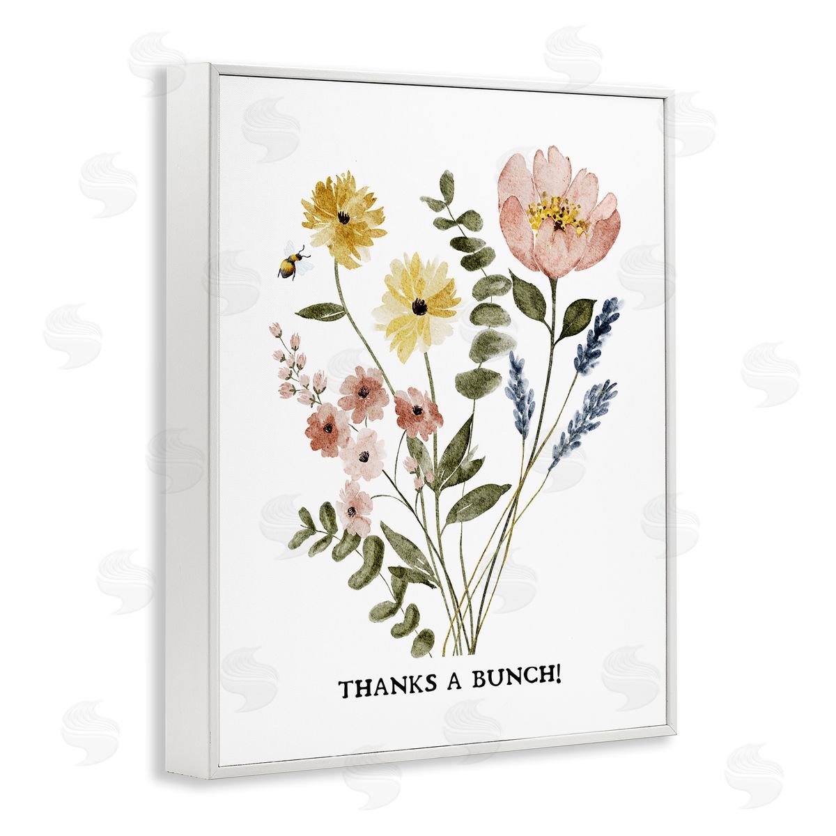Floral Thanks A Bunch White Frame Print Wall Art, Home Decor by JJ Design House LLC