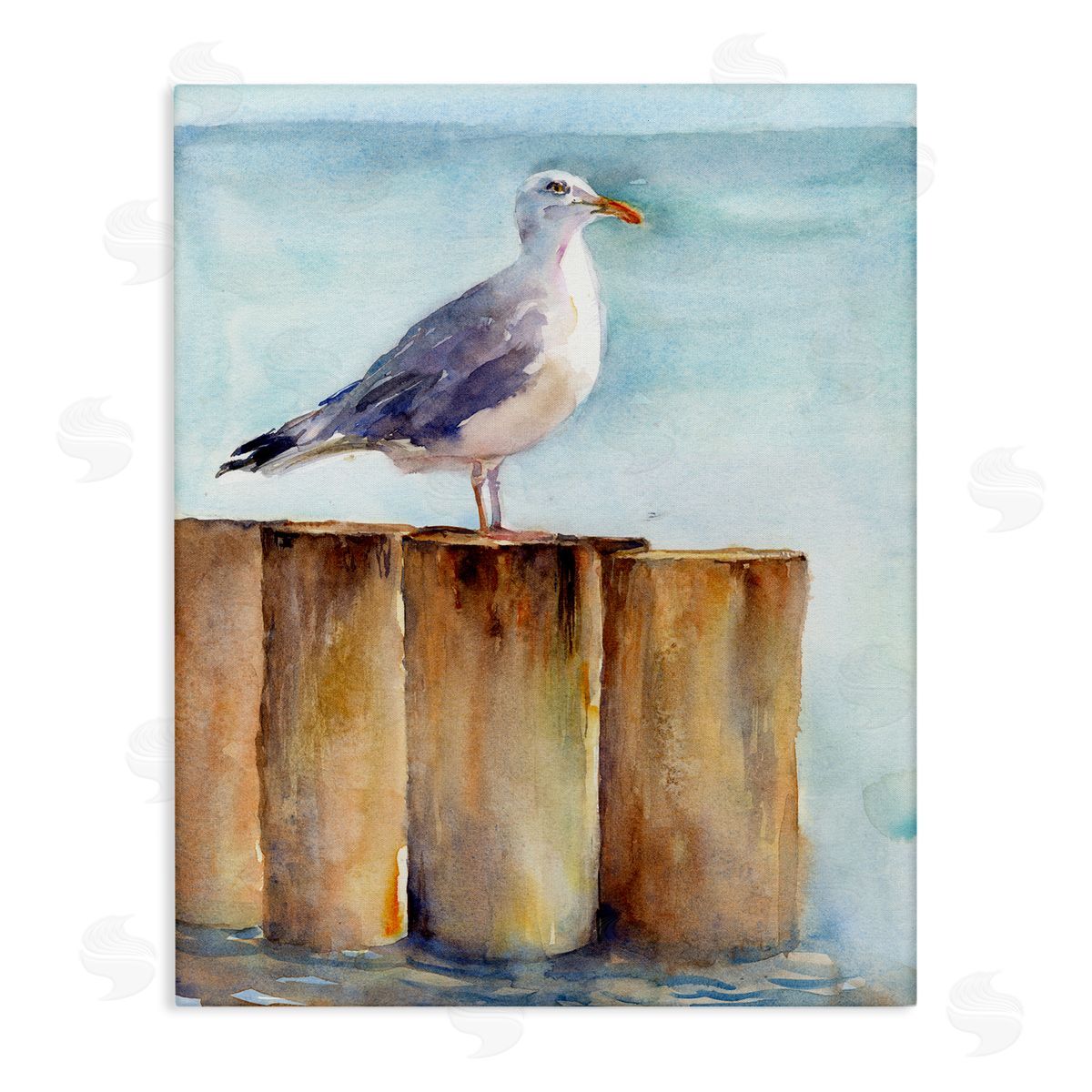 Seagull's Perch by Sea Canvas Wall Art, Home Decor by John Keeling