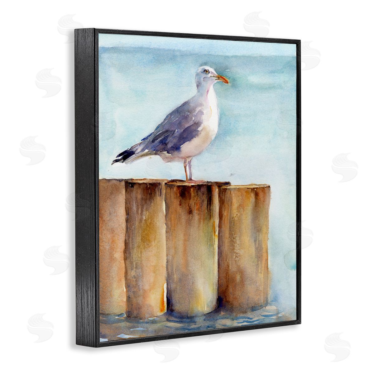 Seagull's Perch by Sea Black Frame Print Wall Art, Home Decor by John Keeling