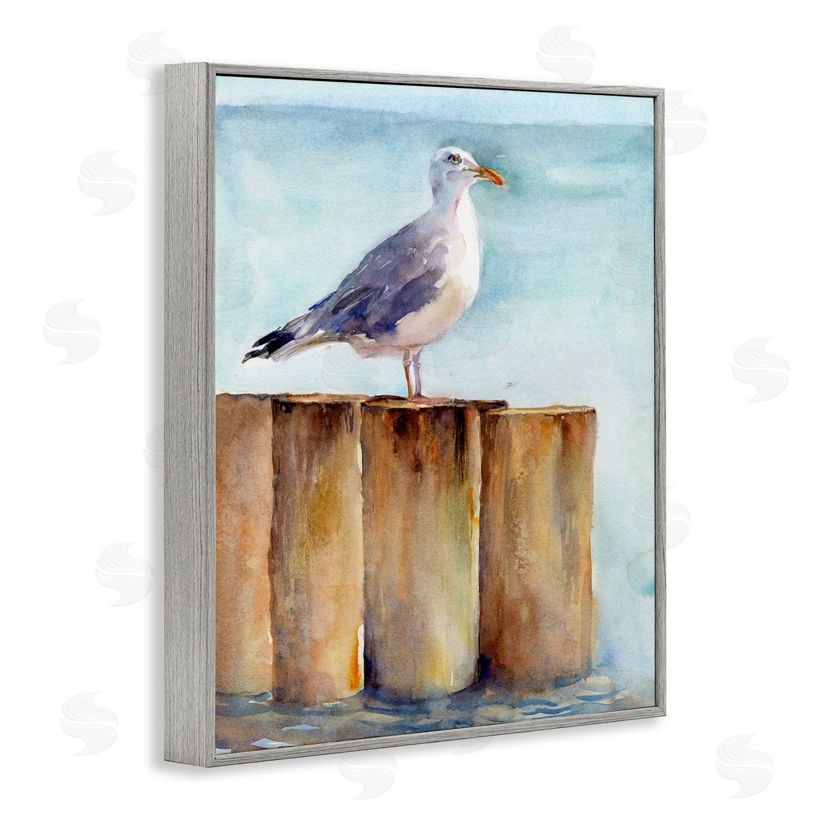 Seagull's Perch by Sea Grey Frame Print Wall Art, Home Decor by John Keeling