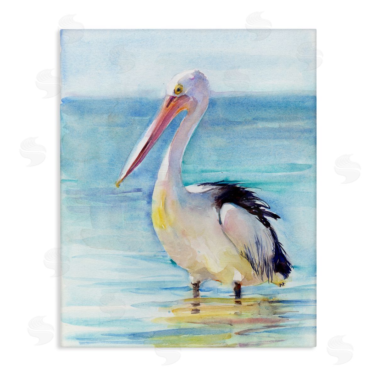 Pelican Wading in Sea Canvas Wall Art, Home Decor by John Keeling