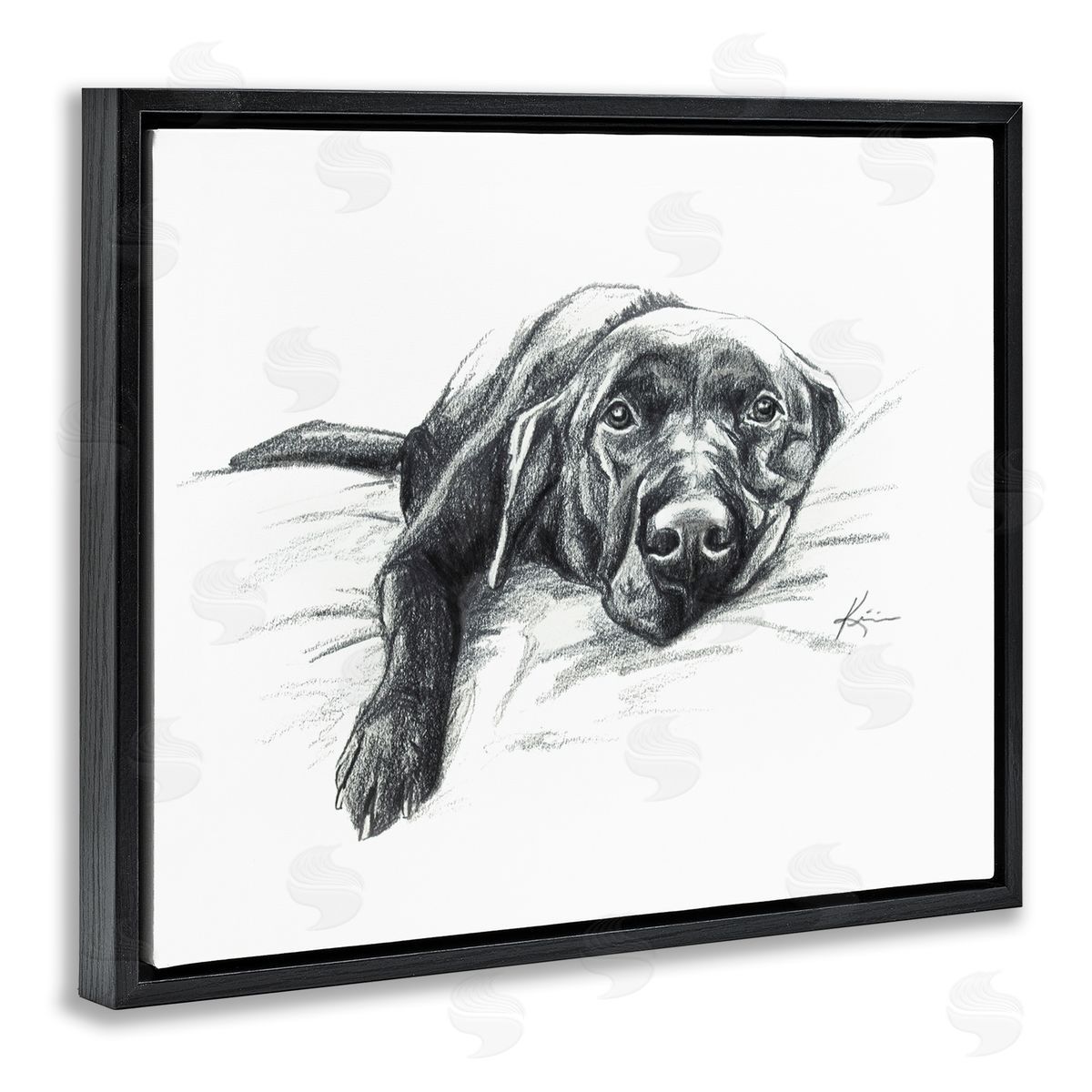 Naptime Black Labrador Black Floating Frame Canvas Wall Art, Home Decor by Lindsay Kivi Fine Art