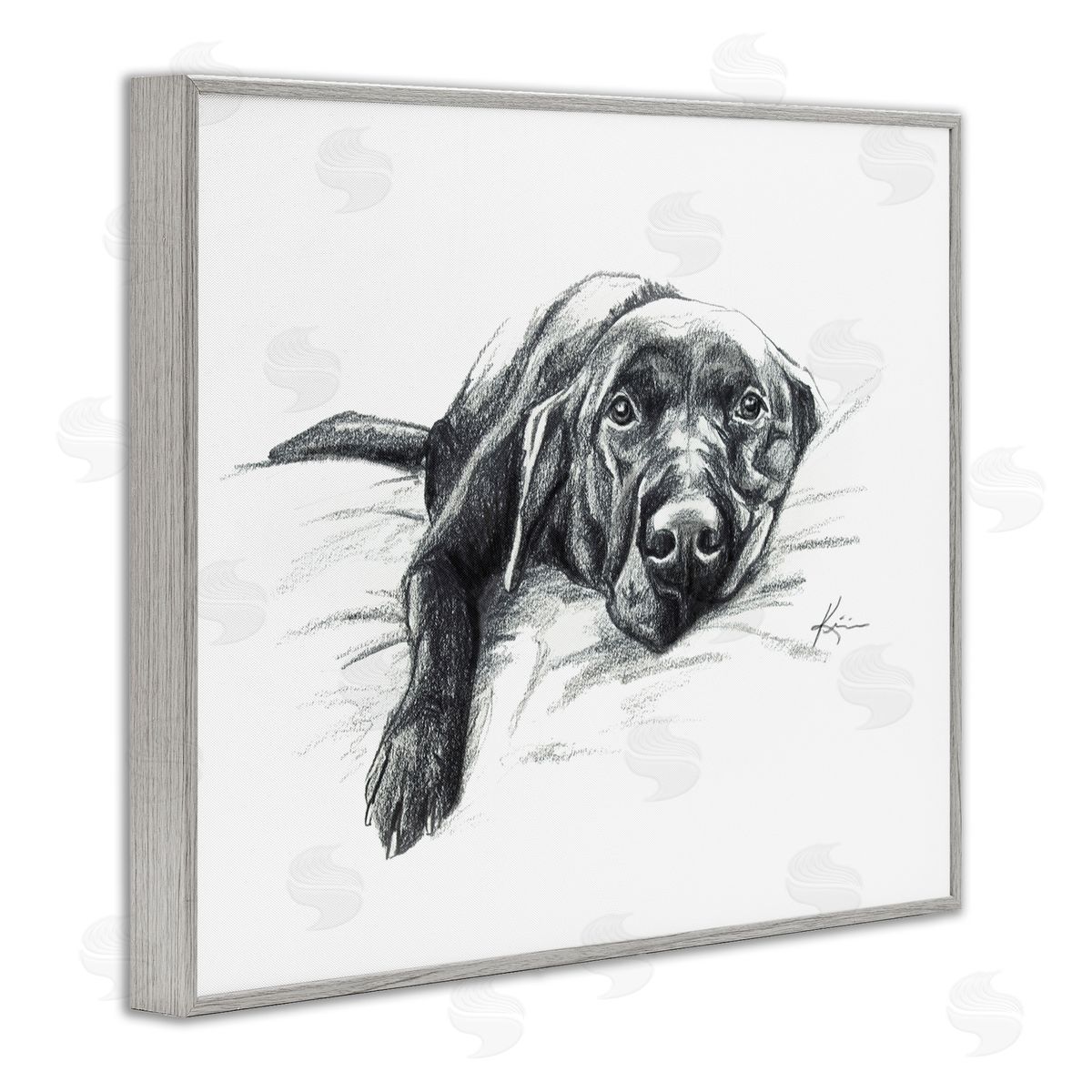 Naptime Black Labrador Grey Frame Print Wall Art, Home Decor by Lindsay Kivi Fine Art