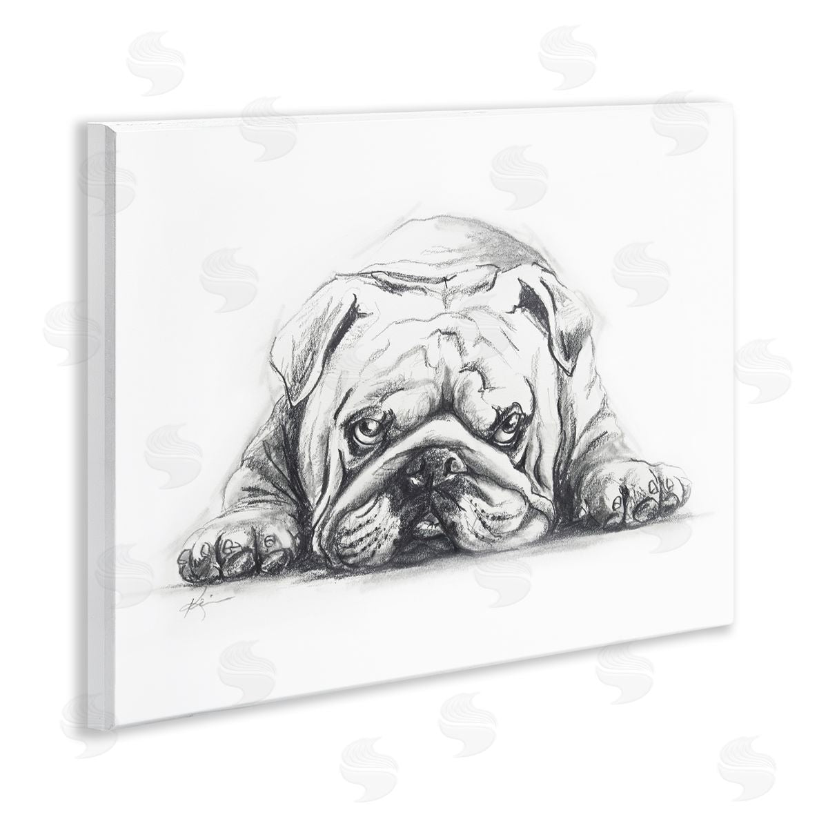 Bulldog Puppy Naptime Wood Plaque Wall Art, Home Decor by Lindsay Kivi Fine Art