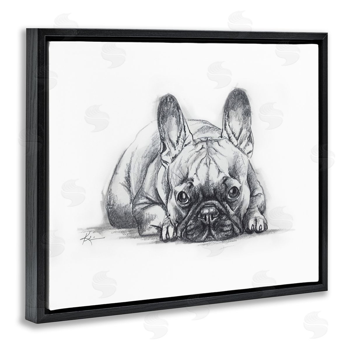 French Bulldog Naptime Black Floating Frame Canvas Wall Art, Home Decor by Lindsay Kivi Fine Art