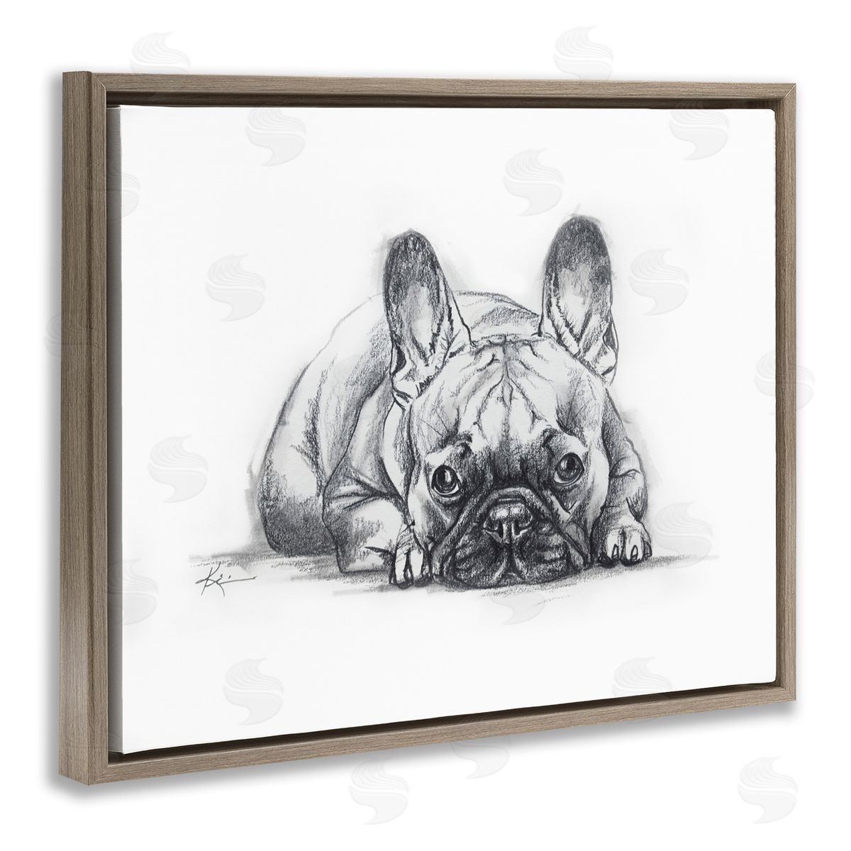 French Bulldog Naptime Brown Floating Frame Canvas Wall Art, Home Decor by Lindsay Kivi Fine Art