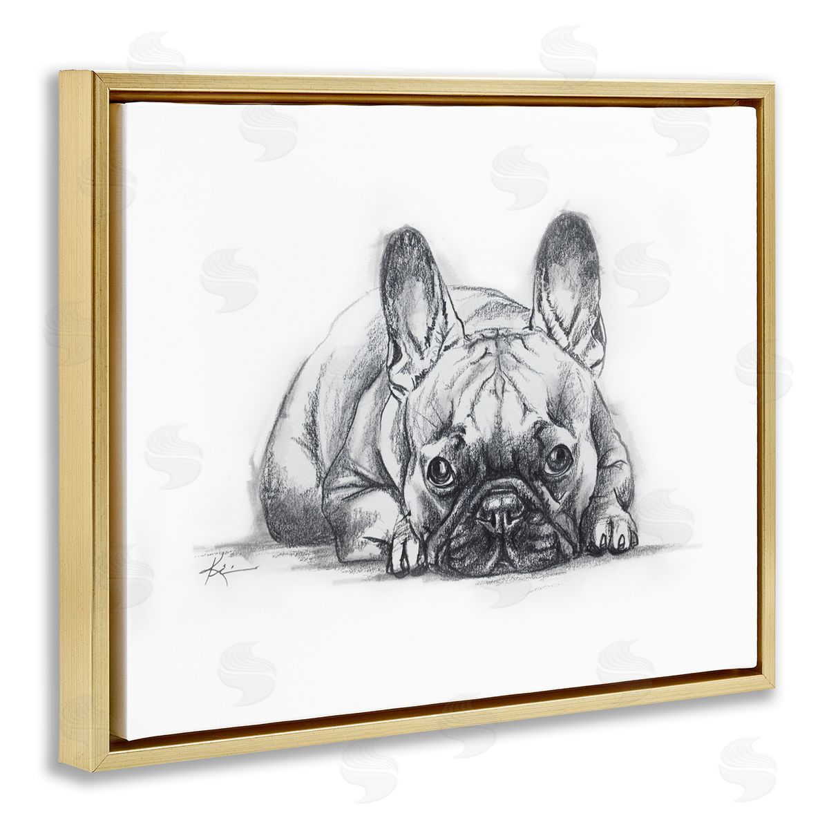 French Bulldog Naptime Gold Floating Frame Canvas Wall Art, Home Decor by Lindsay Kivi Fine Art