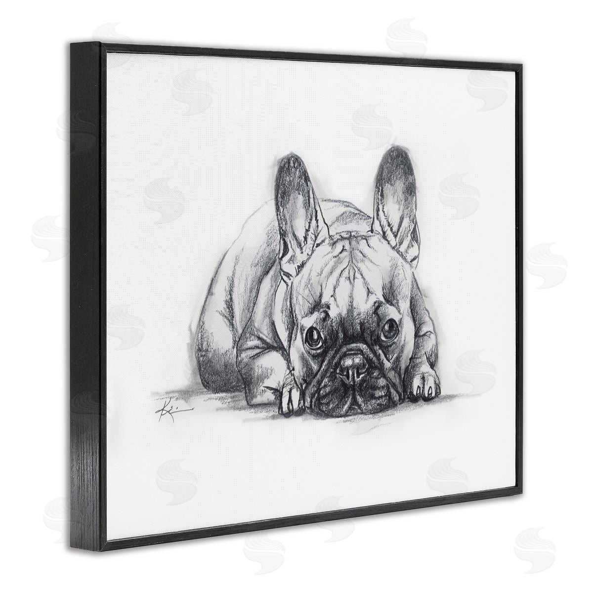 French Bulldog Naptime Black Frame Print Wall Art, Home Decor by Lindsay Kivi Fine Art