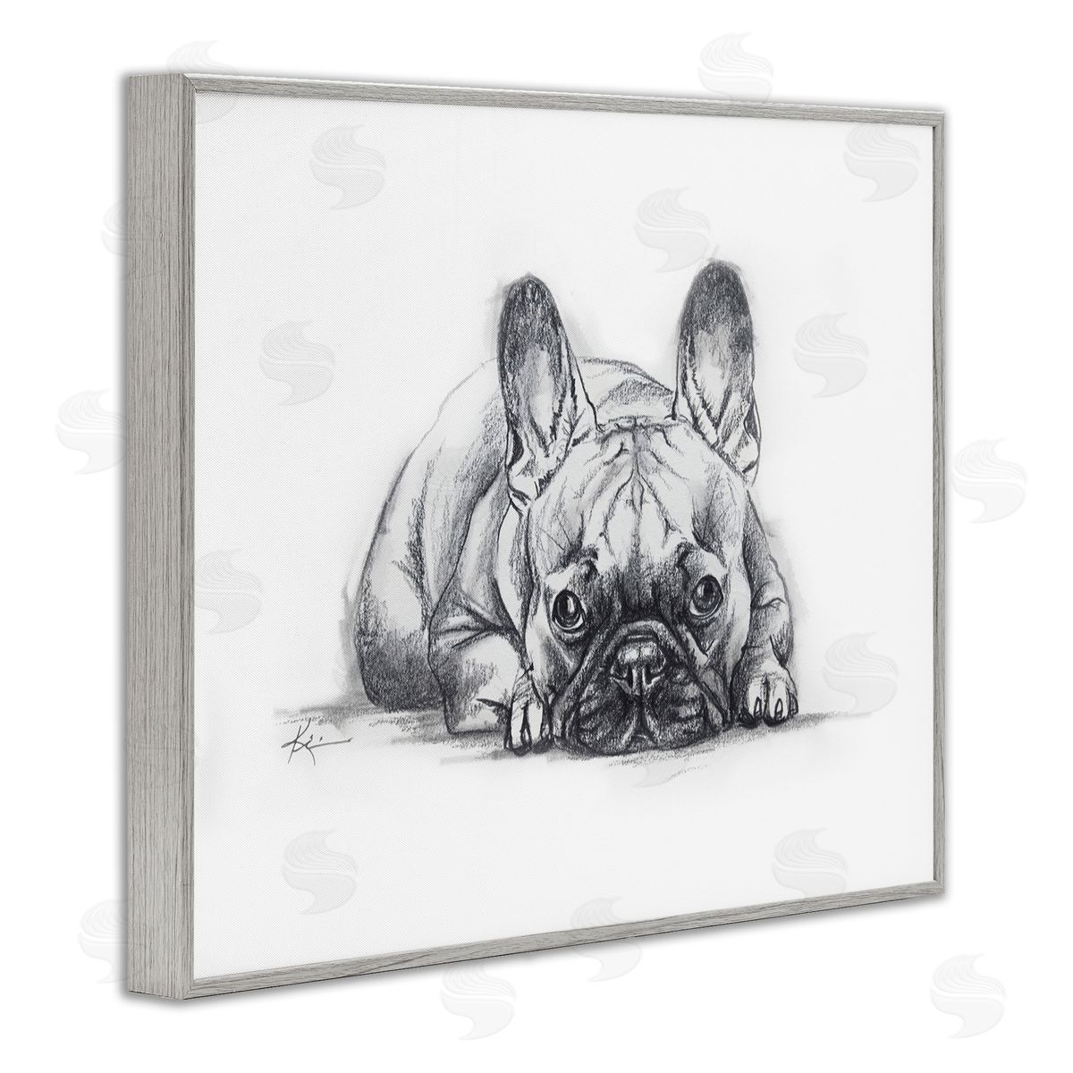 French Bulldog Naptime Grey Frame Print Wall Art, Home Decor by Lindsay Kivi Fine Art