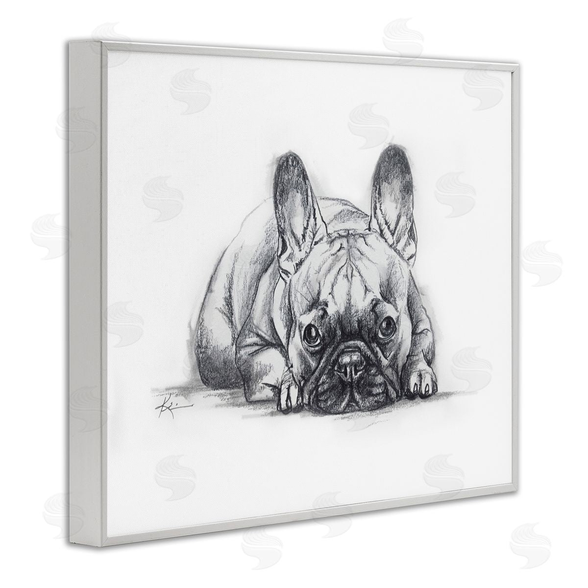 French Bulldog Naptime White Frame Print Wall Art, Home Decor by Lindsay Kivi Fine Art