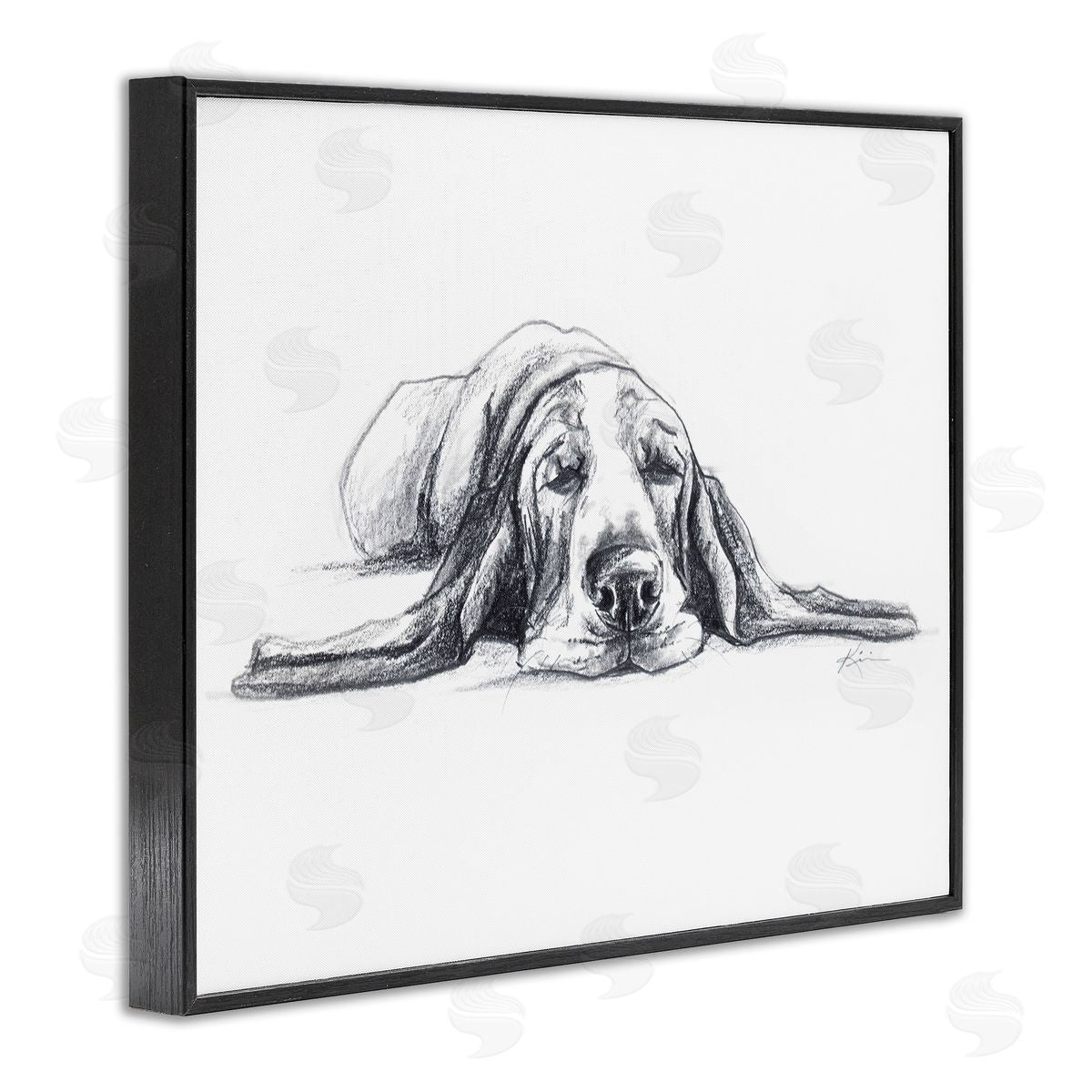 Bloodhound Pup Naptime Black Frame Print Wall Art, Home Decor by Lindsay Kivi Fine Art