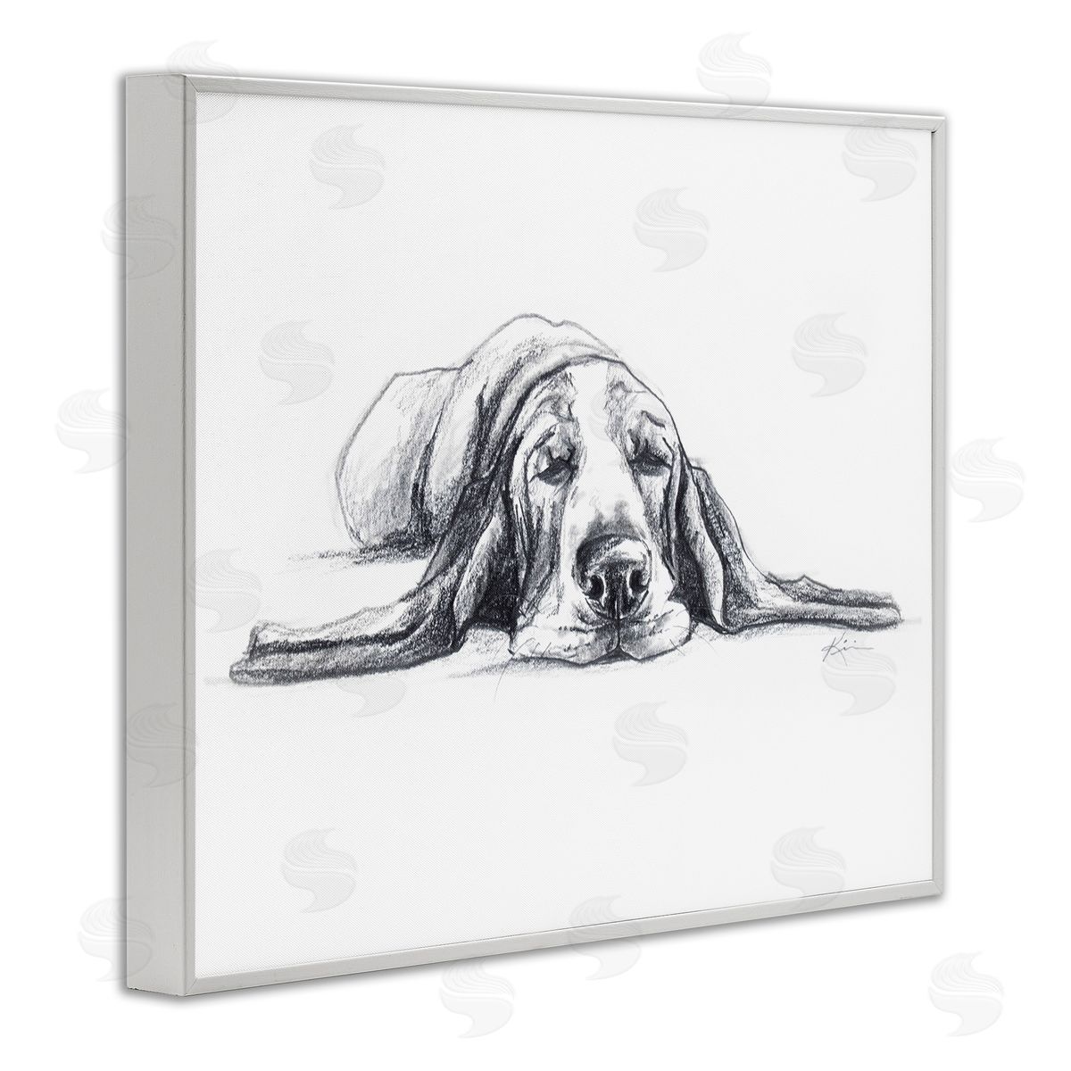 Bloodhound Pup Naptime White Frame Print Wall Art, Home Decor by Lindsay Kivi Fine Art
