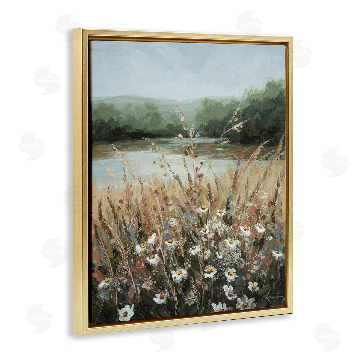 Wild Blooms by Marsh Gold Floating Frame Canvas Wall Art, Home Decor by Lindsay Kivi Fine Art