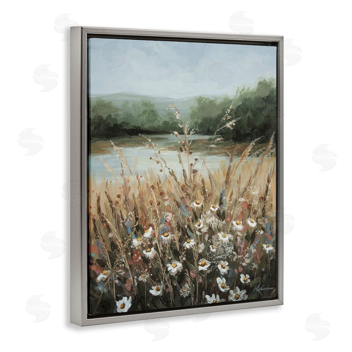 Wild Blooms by Marsh Grey Floating Frame Canvas Wall Art, Home Decor by Lindsay Kivi Fine Art