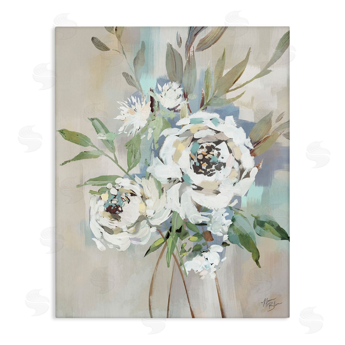Bundle of Antique Roses Canvas Wall Art, Home Decor by Nina Blue